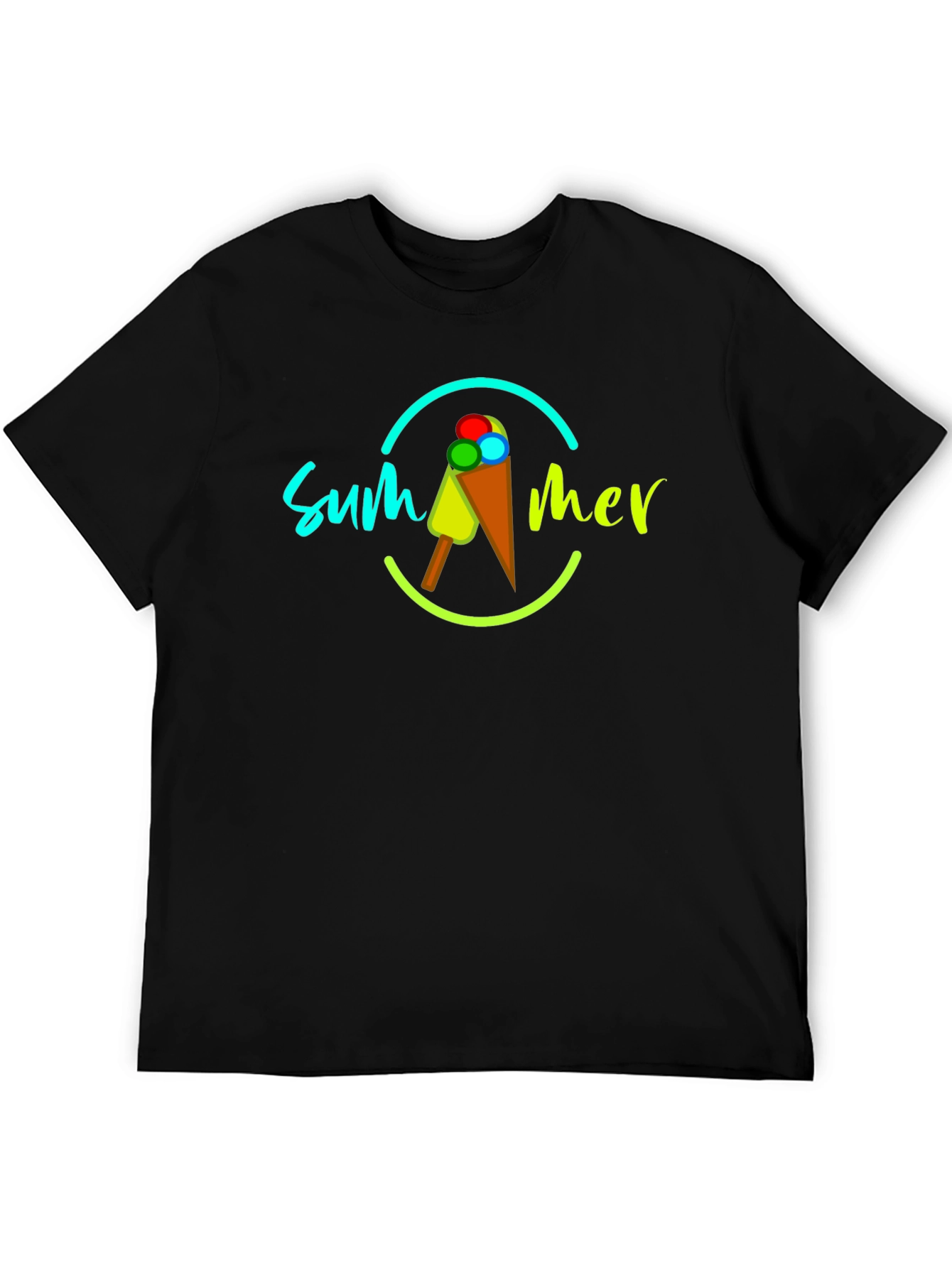 Summer Ice Cream Graphic Tee - Mens Black T-Shirt