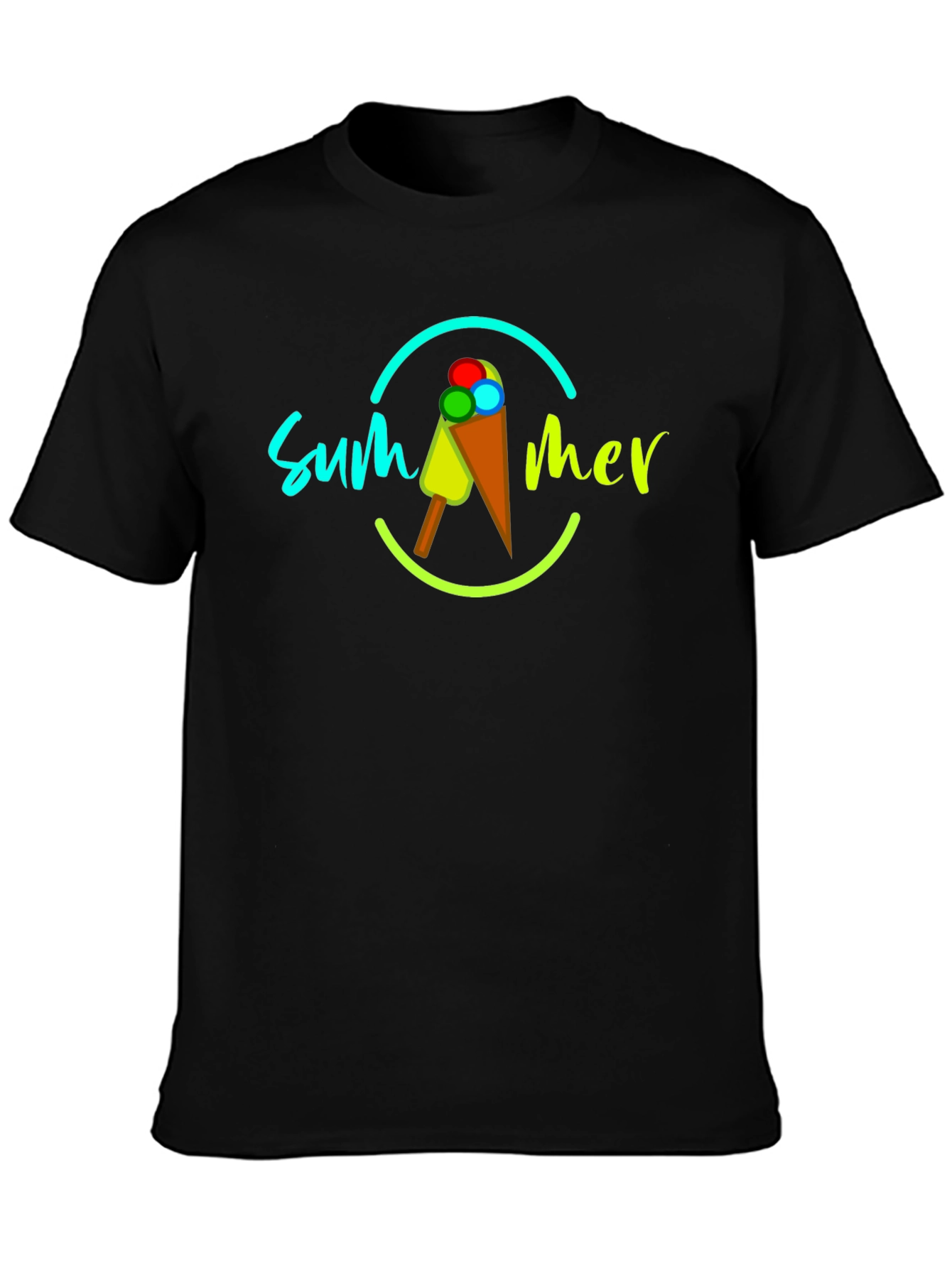 Summer Ice Cream Graphic Tee - Mens Black T-Shirt
