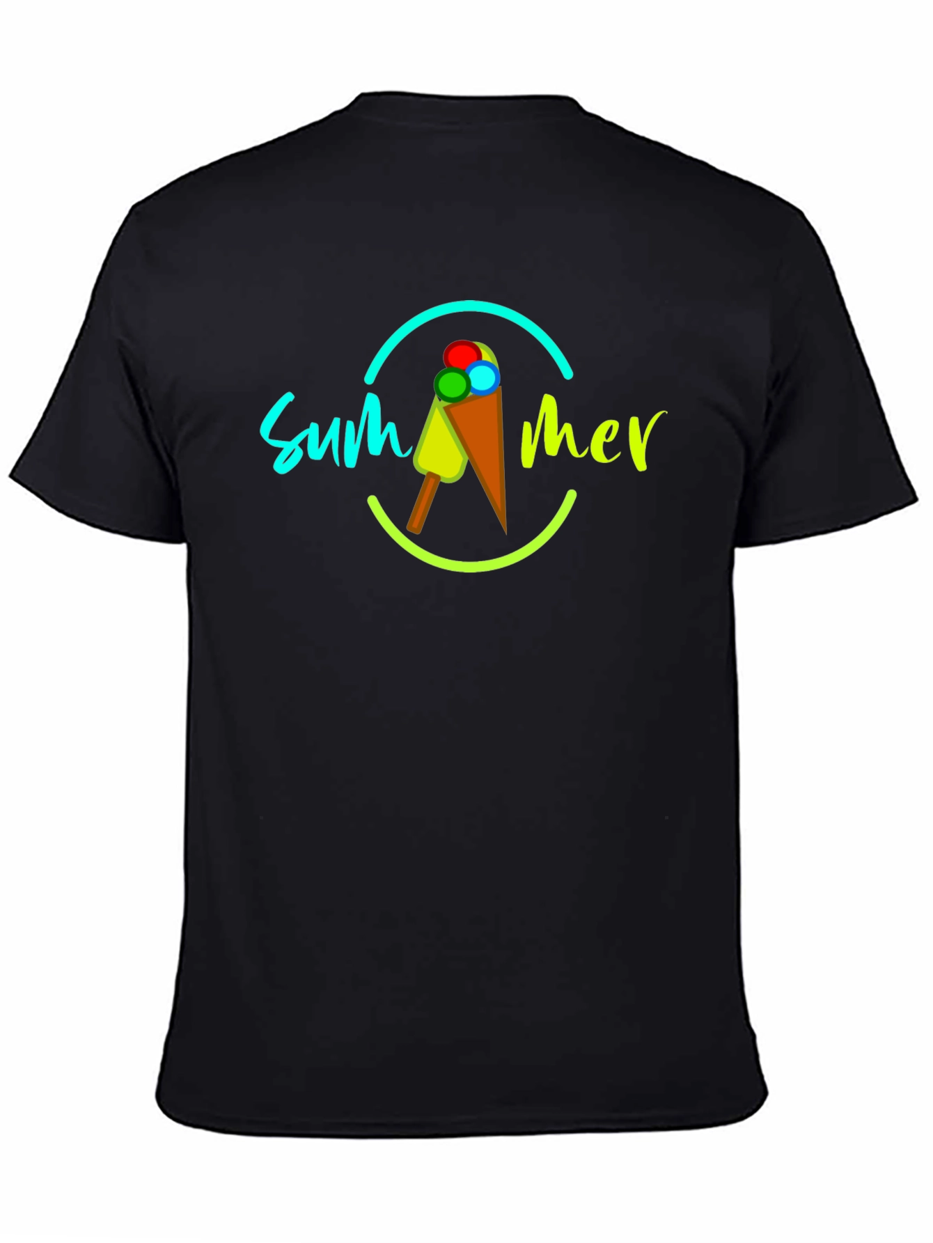 Summer Ice Cream Graphic Tee - Mens Black T-Shirt