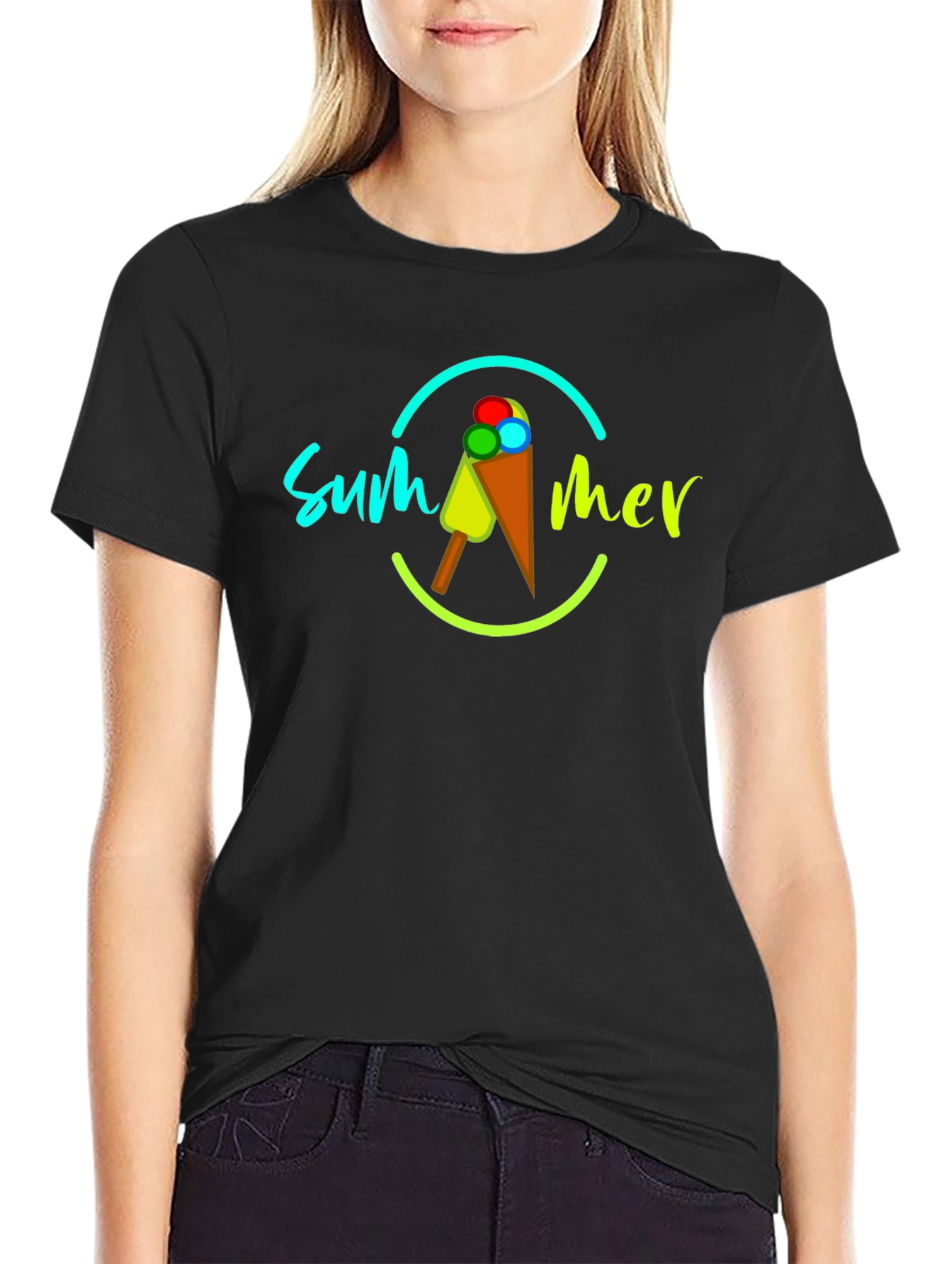 Summer Ice Cream Graphic Tee - Mens Black T-Shirt