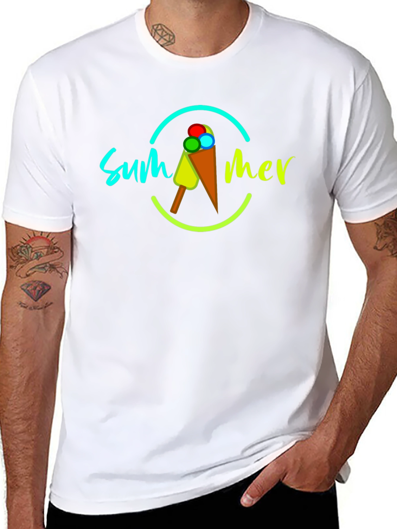 Summer Ice Cream Graphic Tee - Mens Black T-Shirt