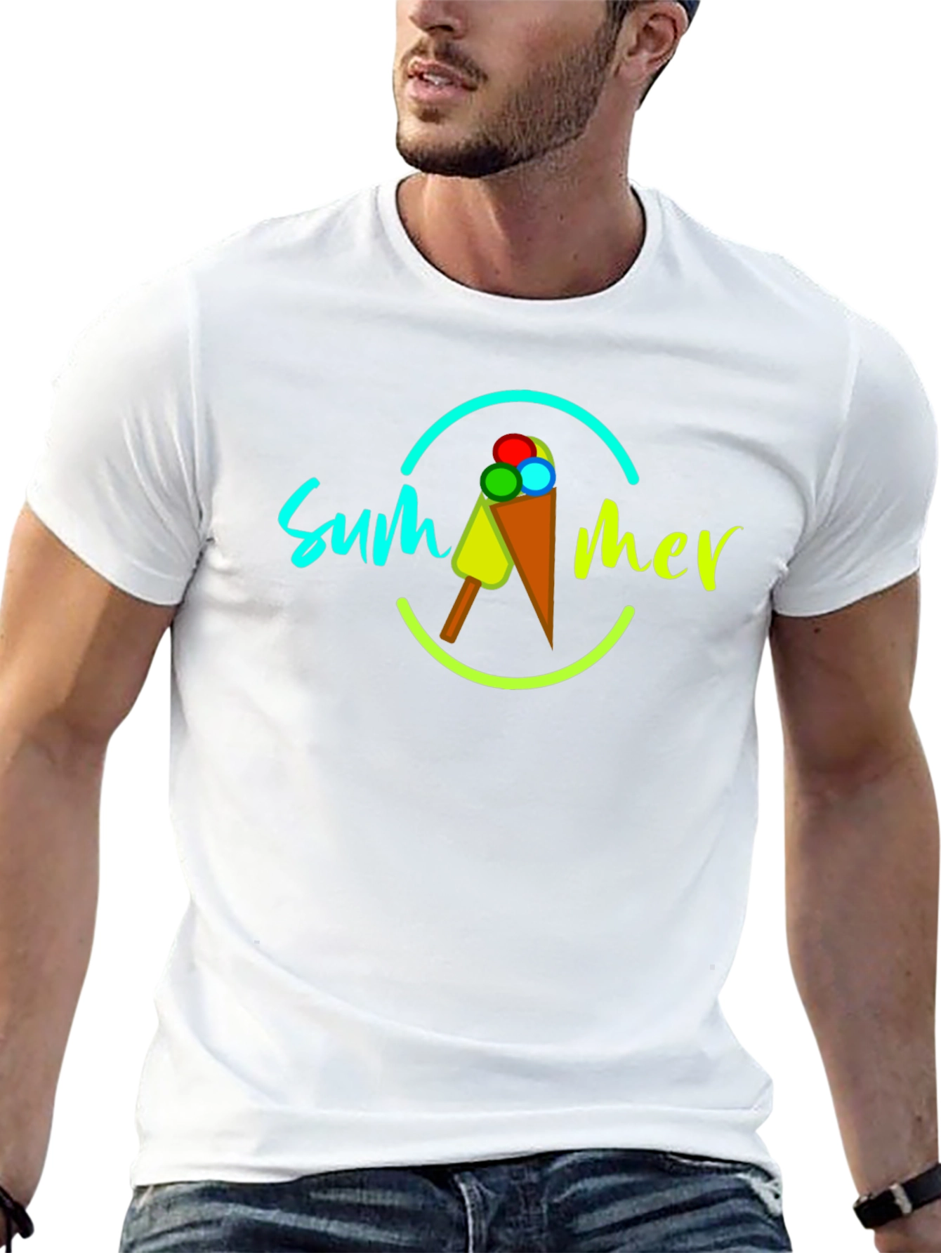 Summer Ice Cream Graphic Tee - Mens Black T-Shirt