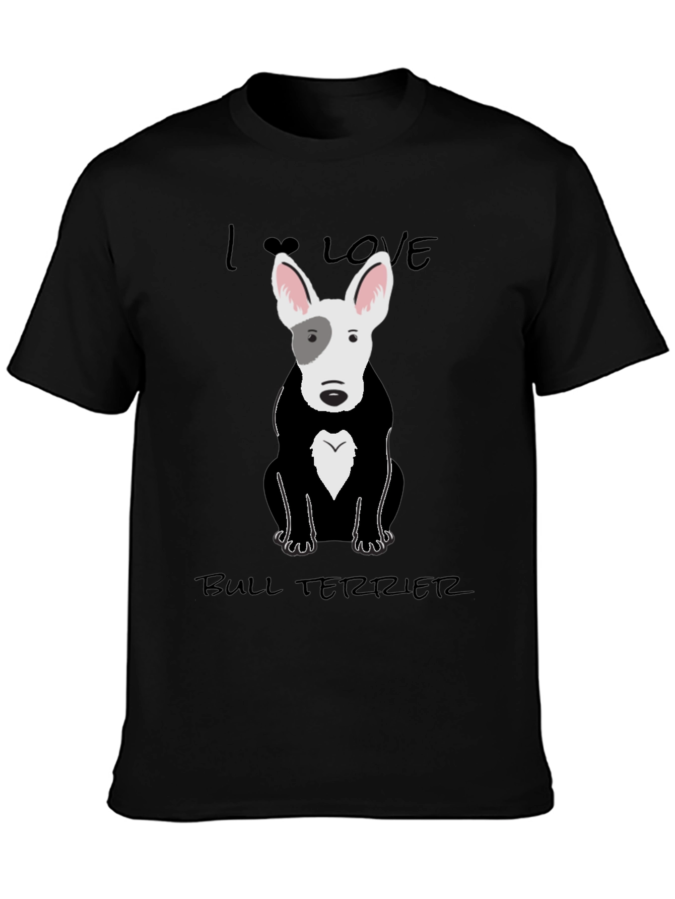 I Love Bull Terriers Black T-Shirt