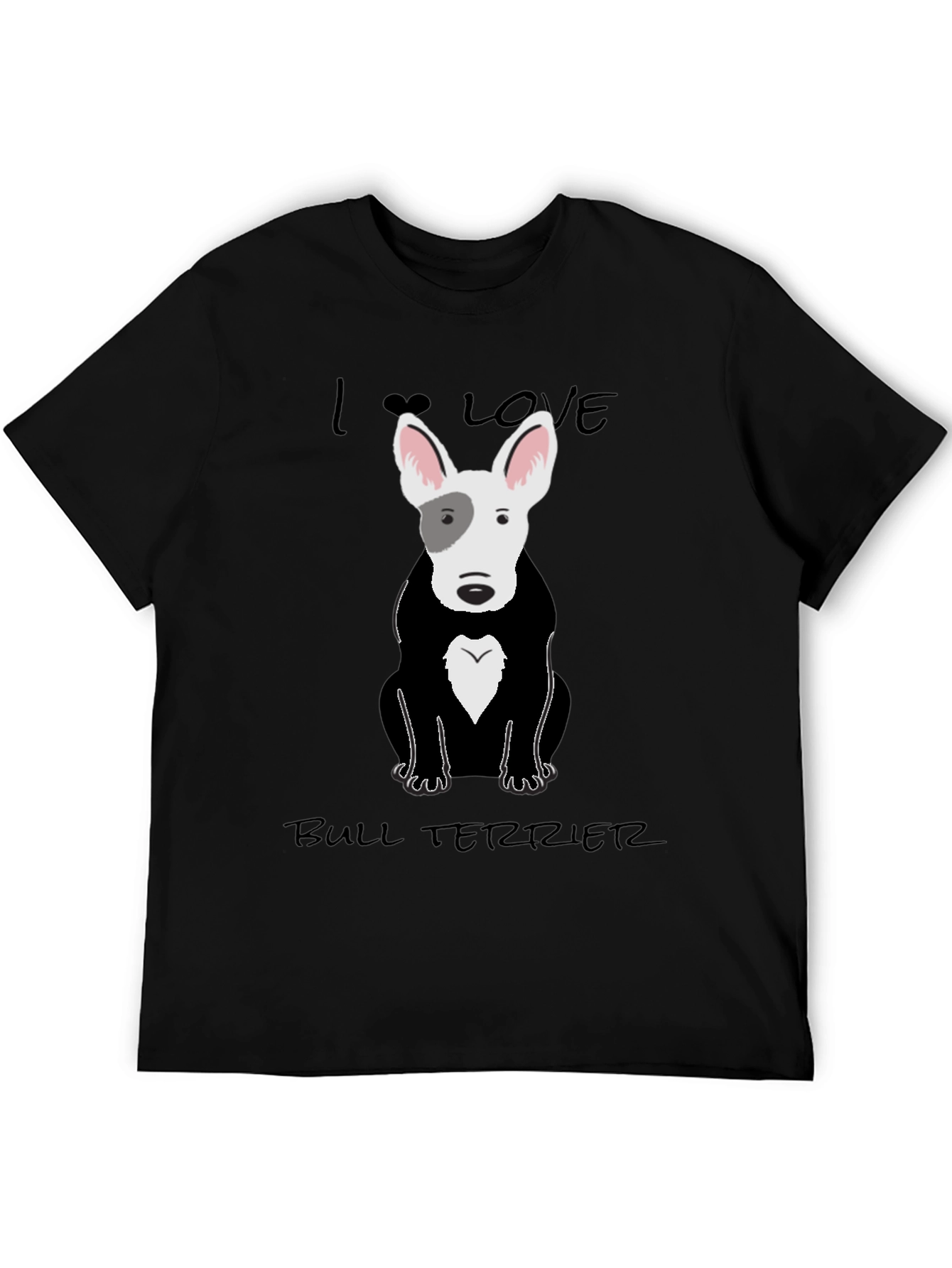 I Love Bull Terriers Black T-Shirt