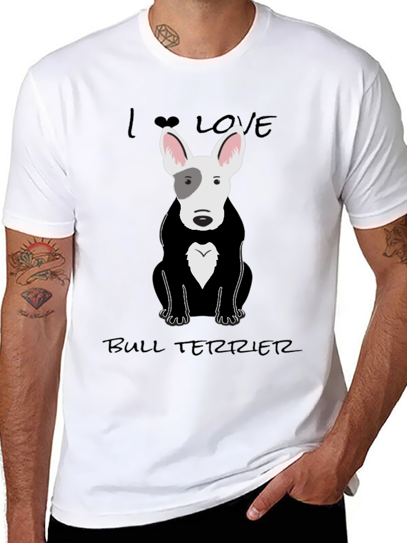 I Love Bull Terriers Black T-Shirt