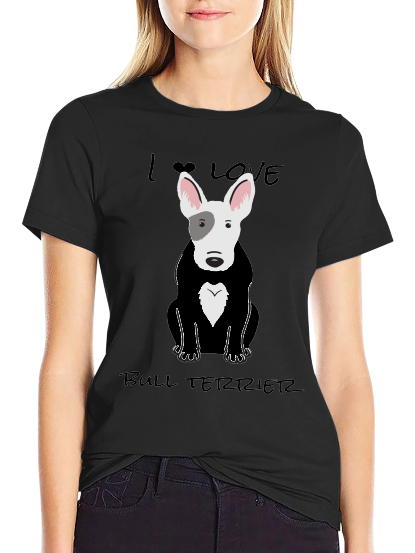 I Love Bull Terriers Black T-Shirt