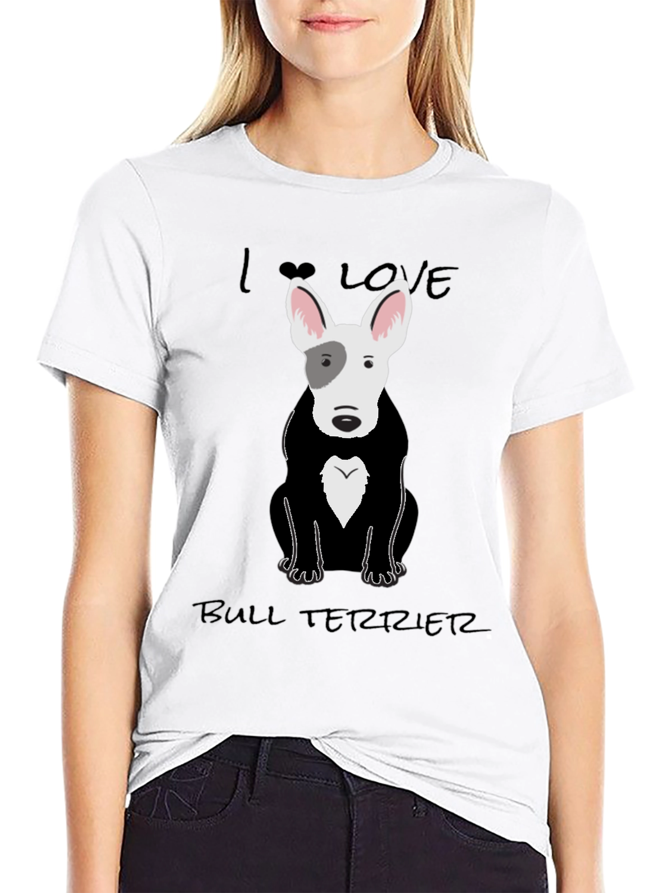 I Love Bull Terriers Black T-Shirt