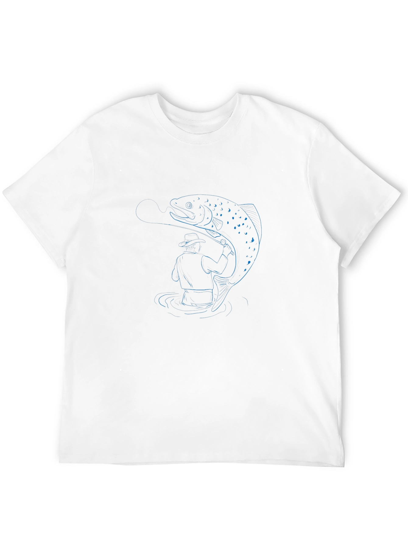 Fisherman and Trout Graphic T-Shirt - Black