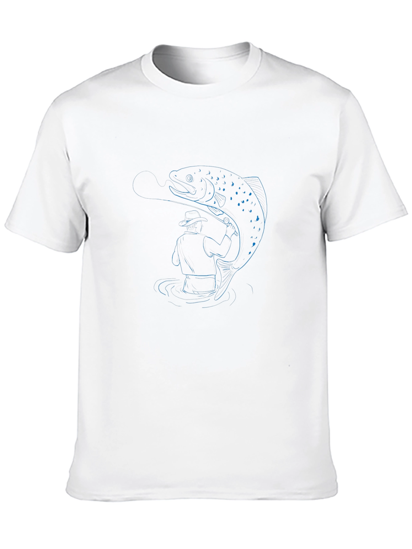 Fisherman and Trout Graphic T-Shirt - Black