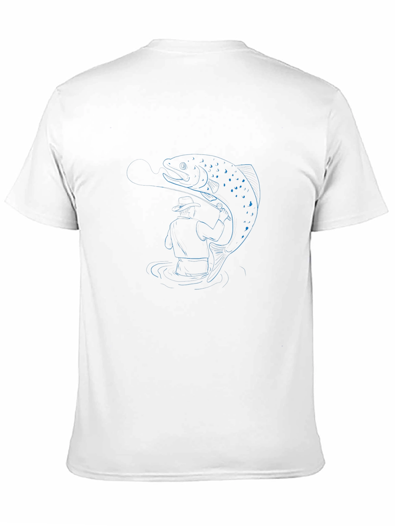 Fisherman and Trout Graphic T-Shirt - Black