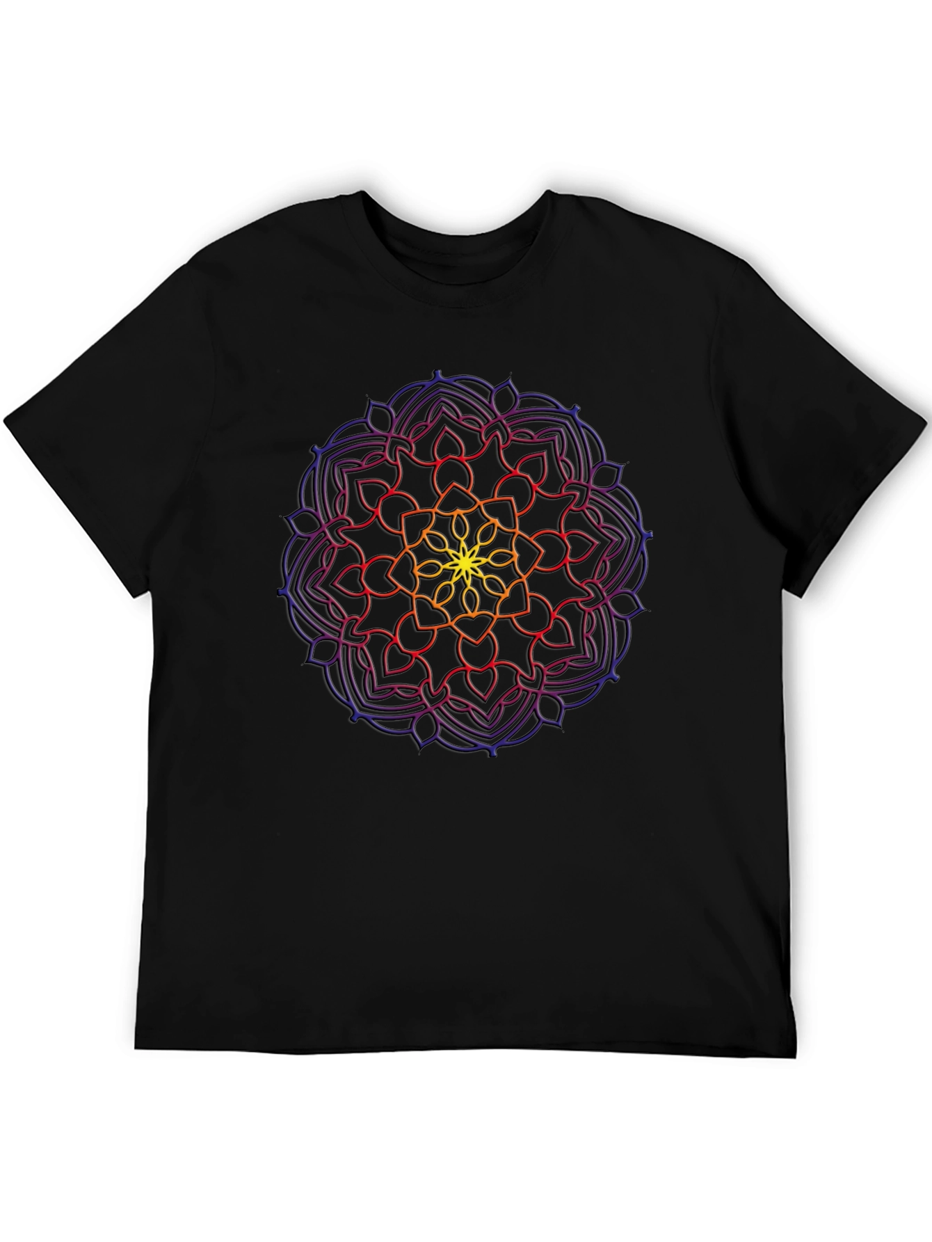 Mens Mandala Graphic Print Crew Neck T-Shirt