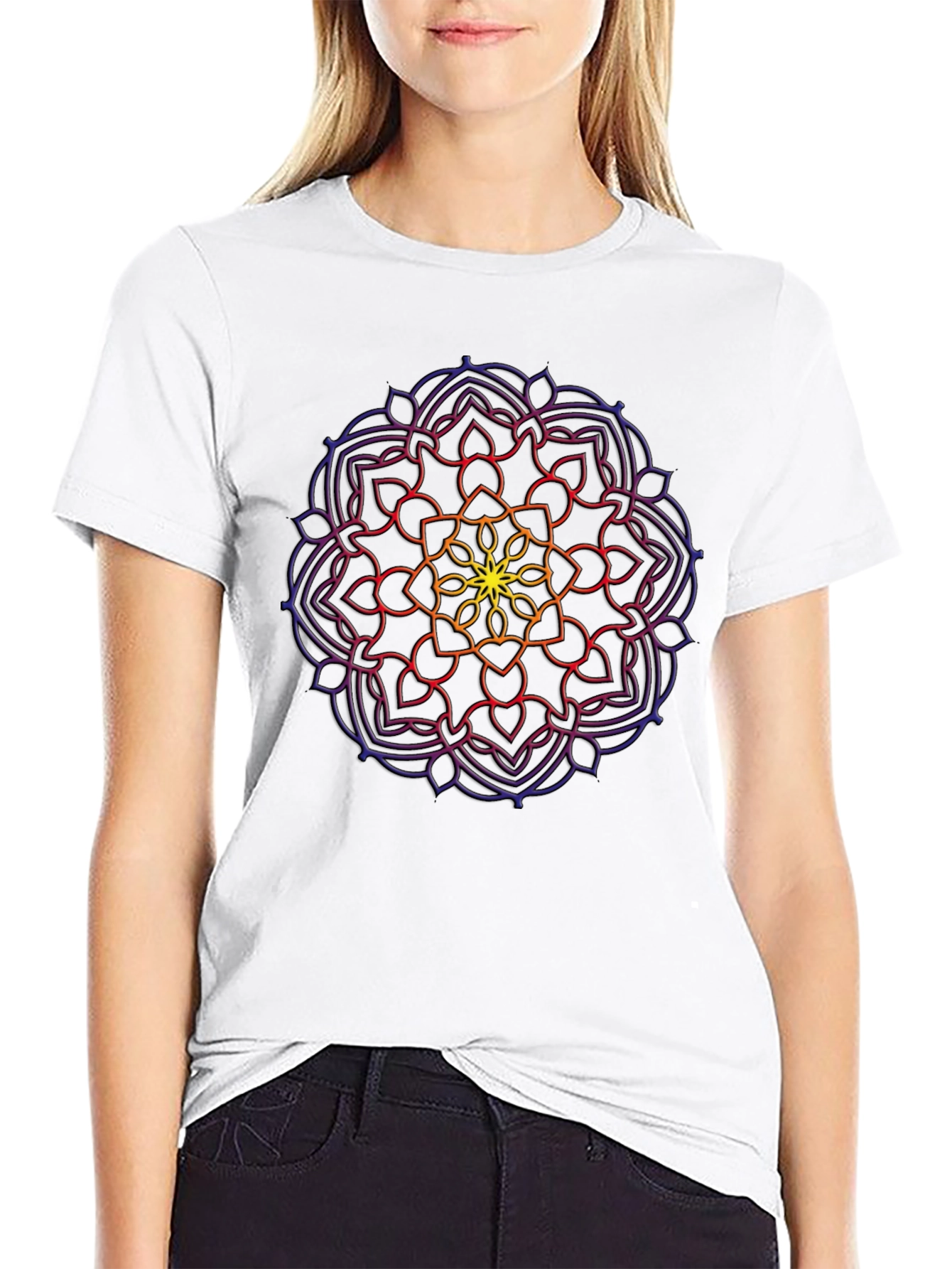 Mens Mandala Graphic Print Crew Neck T-Shirt
