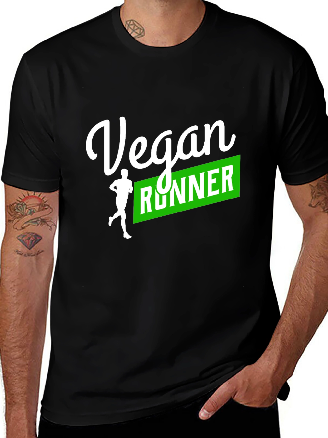 Vegan Runner Graphic Tee - Black