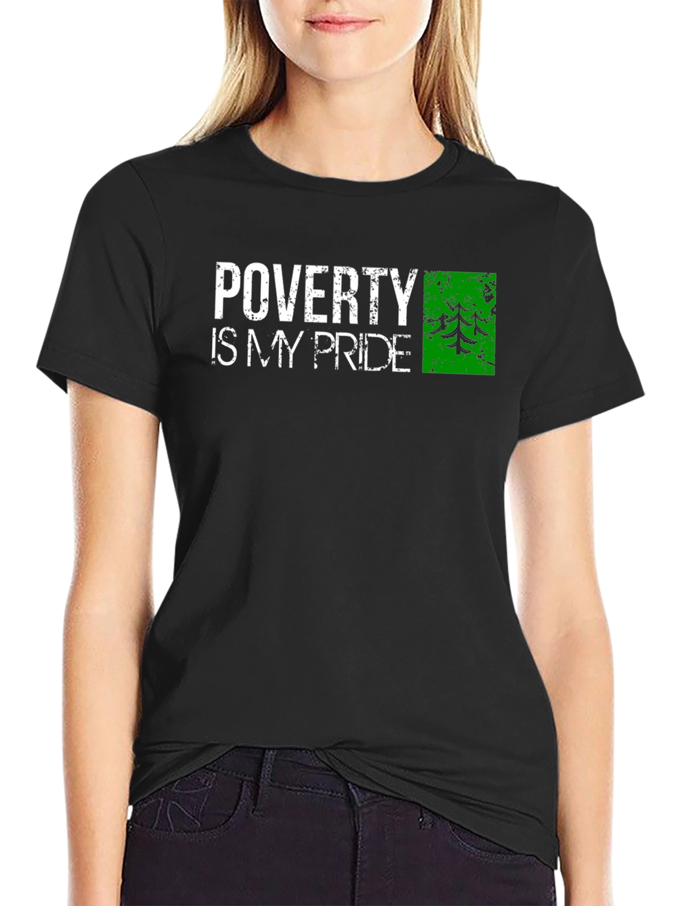 Poverty is My Pride Graphic Tee - Distressed Print