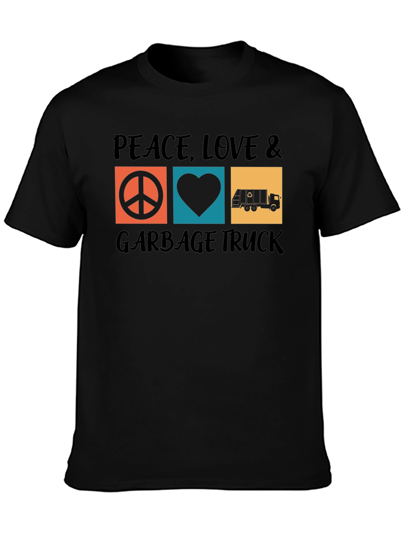 Peace Love & Garbage Truck Graphic T-Shirt