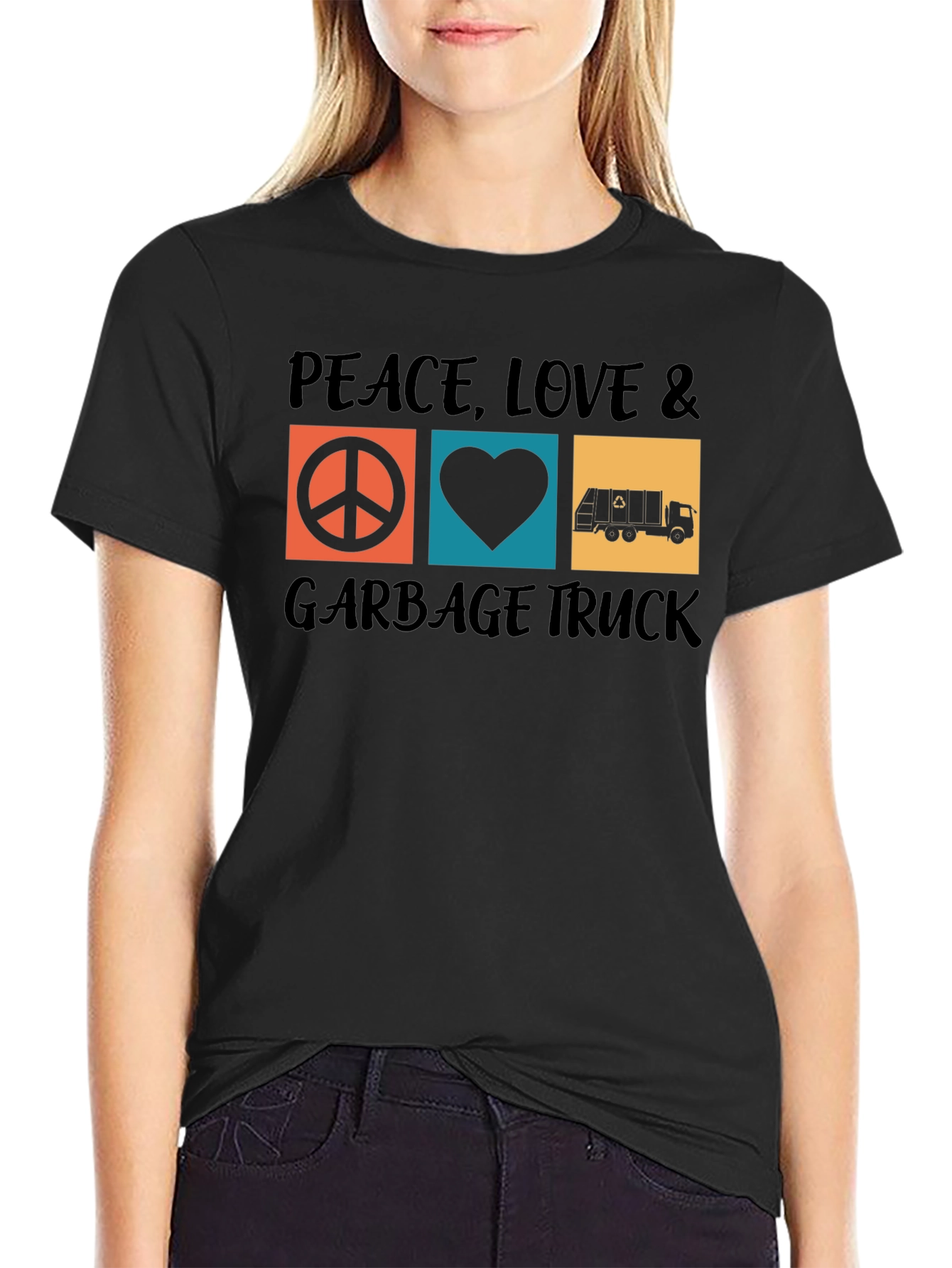 Peace Love & Garbage Truck Graphic T-Shirt