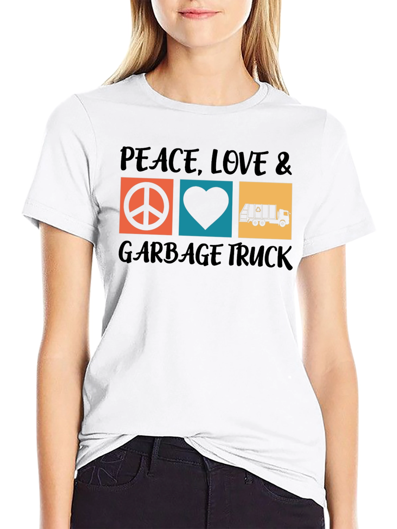 Peace Love & Garbage Truck Graphic T-Shirt