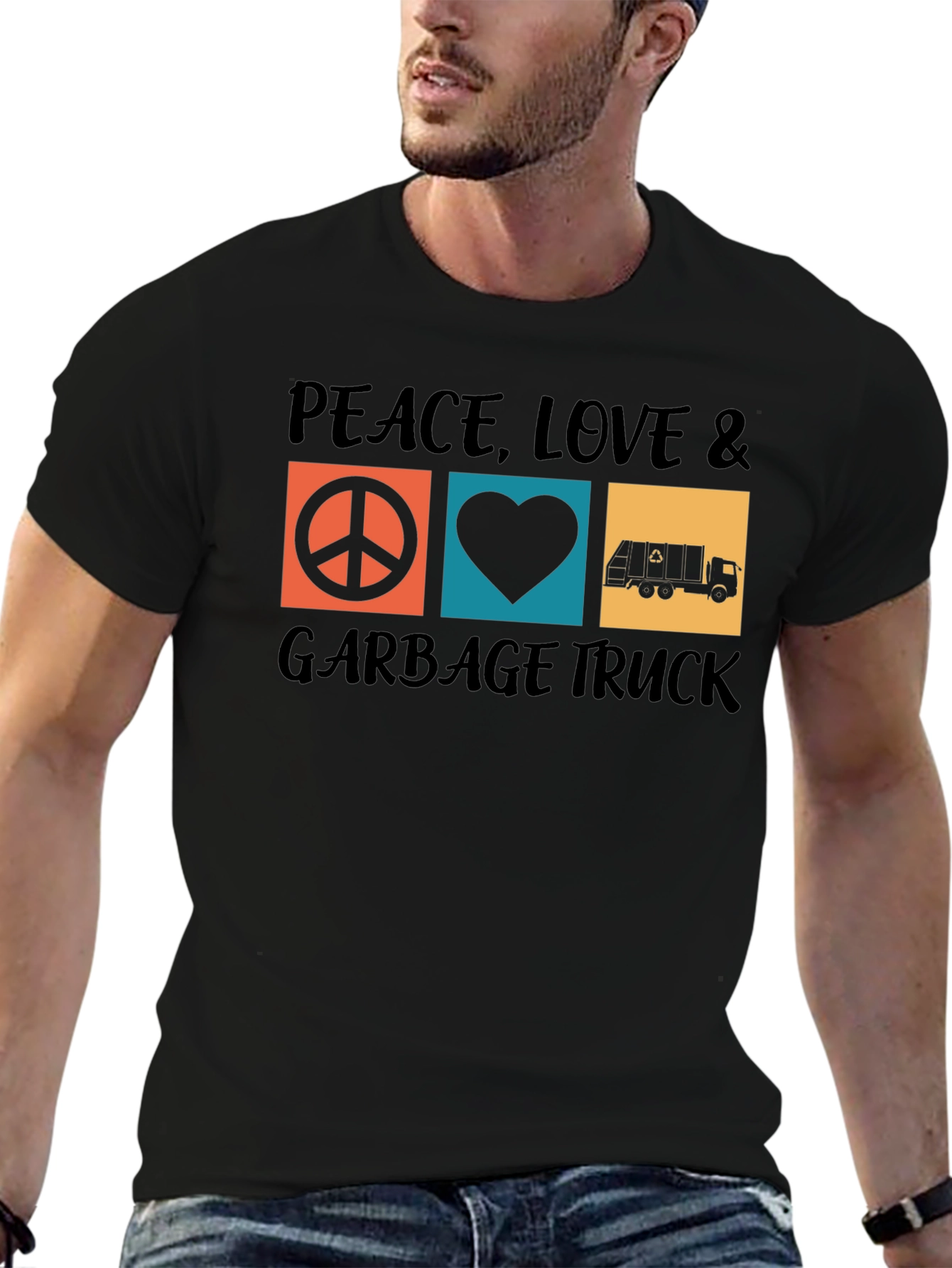 Peace Love & Garbage Truck Graphic T-Shirt