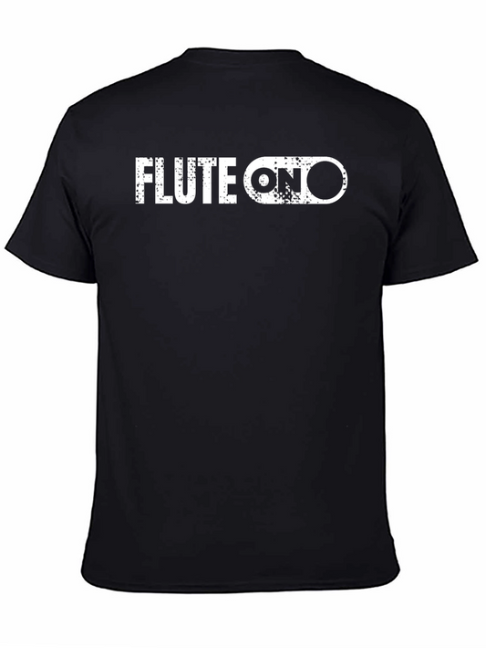 Flute ON Black Graphic T-Shirt - Music Lover Tee