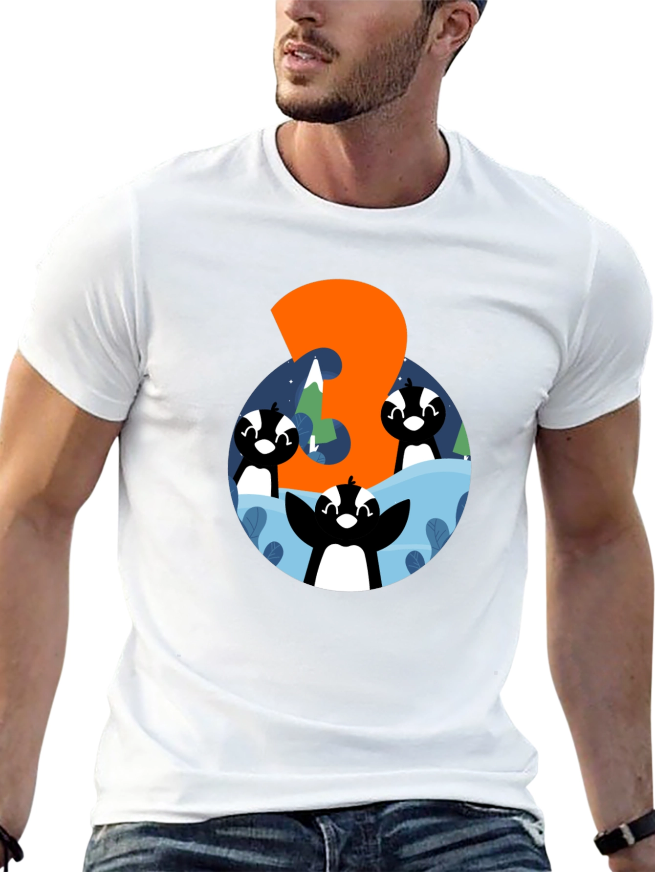 Penguin Number 3 Birthday T-Shirt