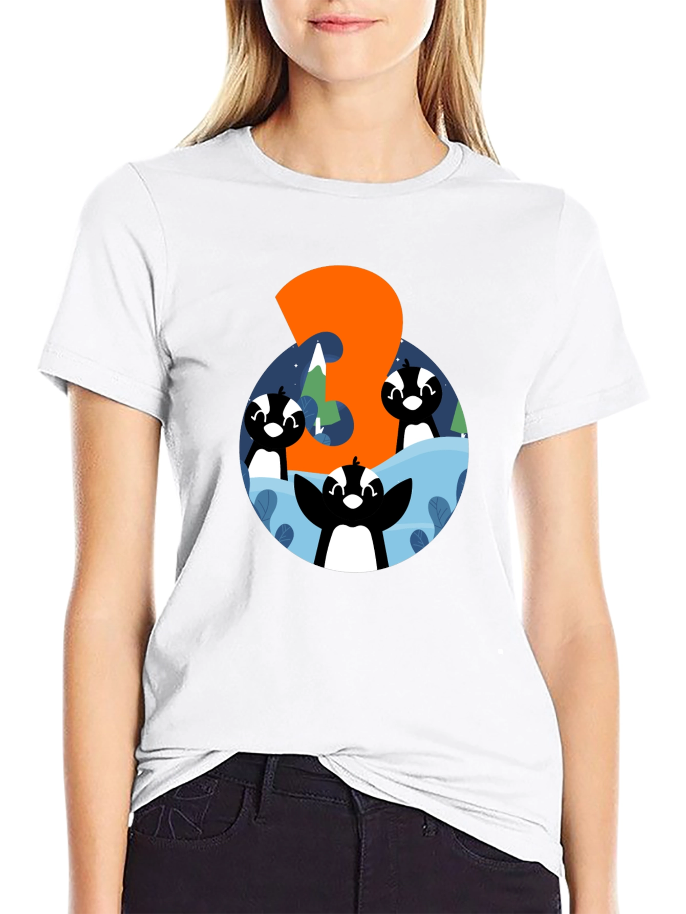 Penguin Number 3 Birthday T-Shirt