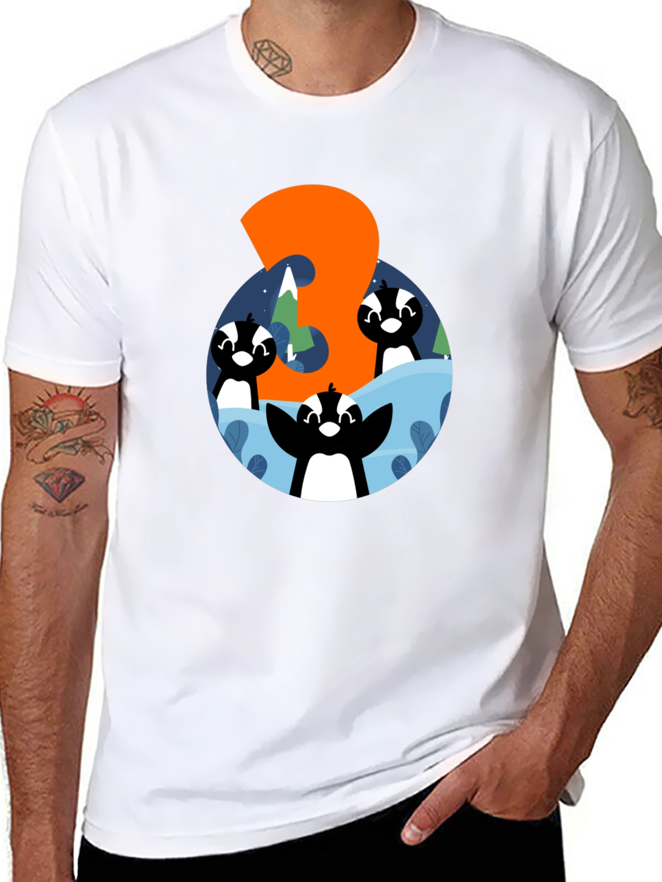 Penguin Number 3 Birthday T-Shirt