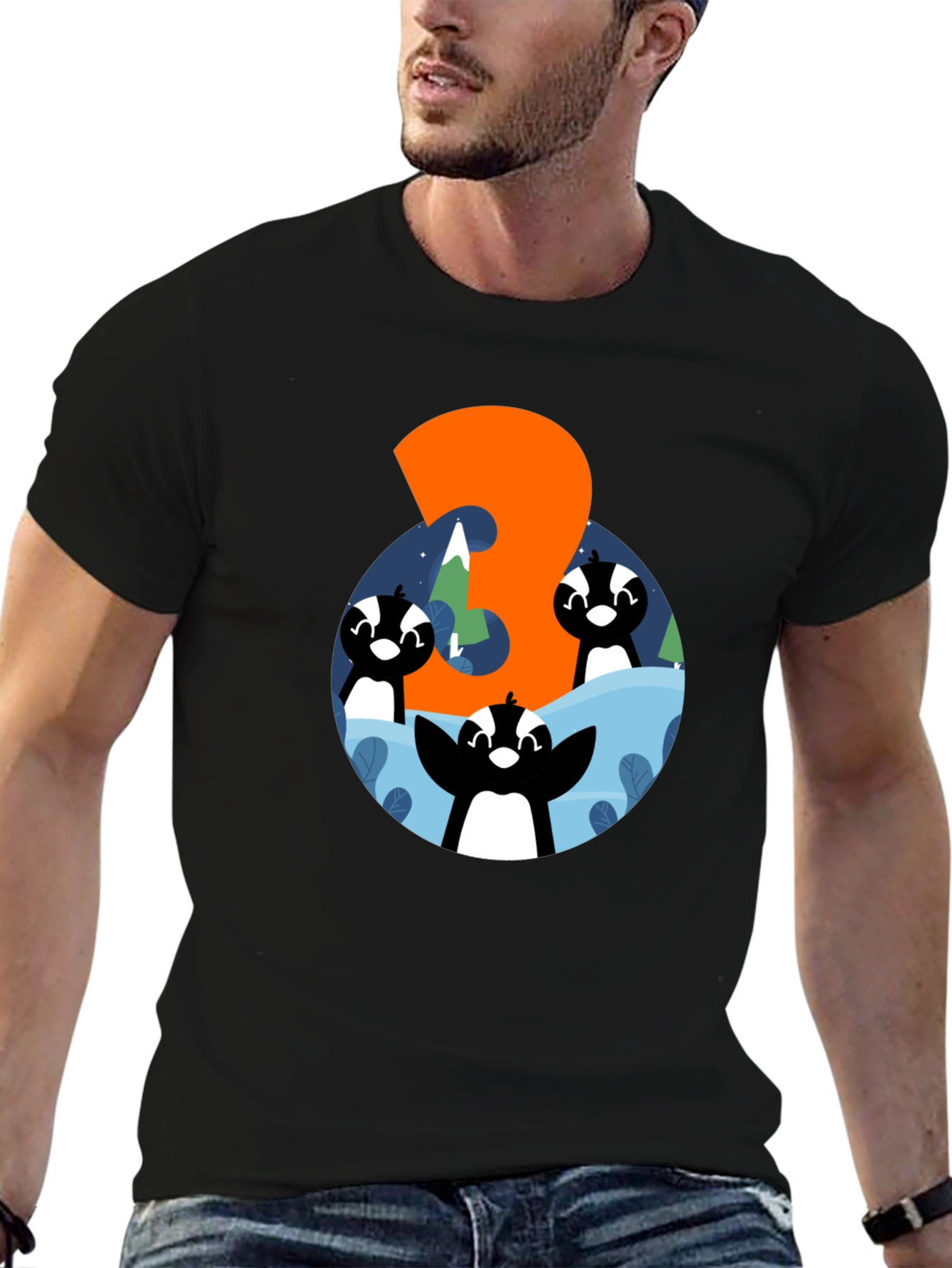 Penguin Number 3 Birthday T-Shirt