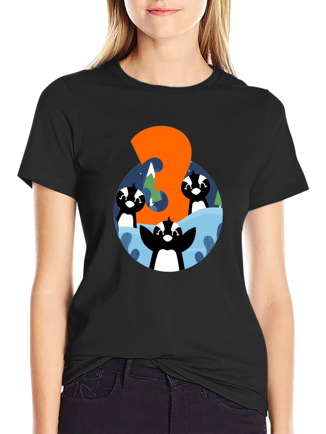 Penguin Number 3 Birthday T-Shirt