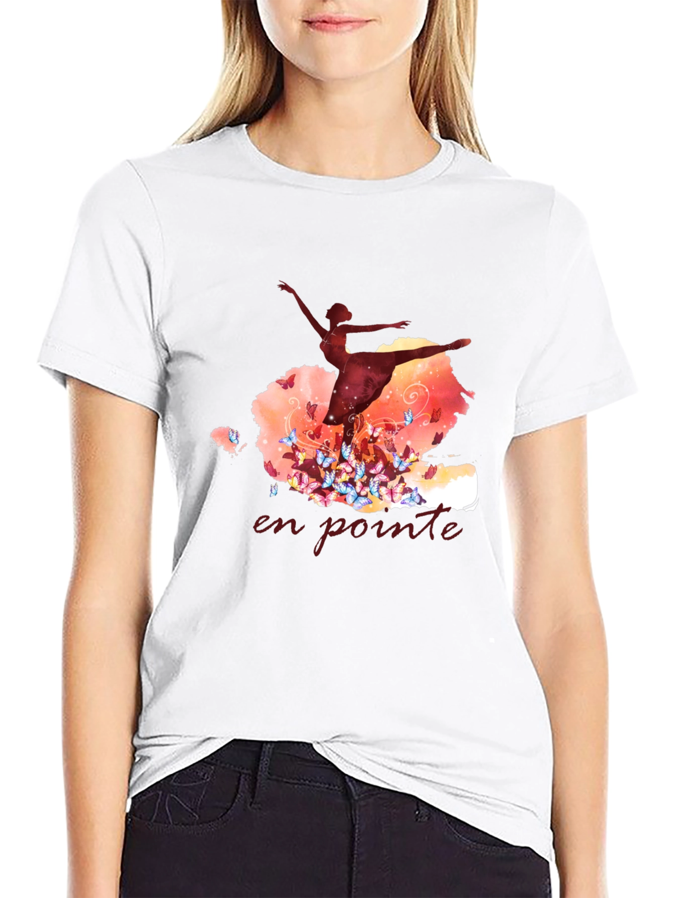 Ballet Dancer En Pointe Graphic Tee - Black