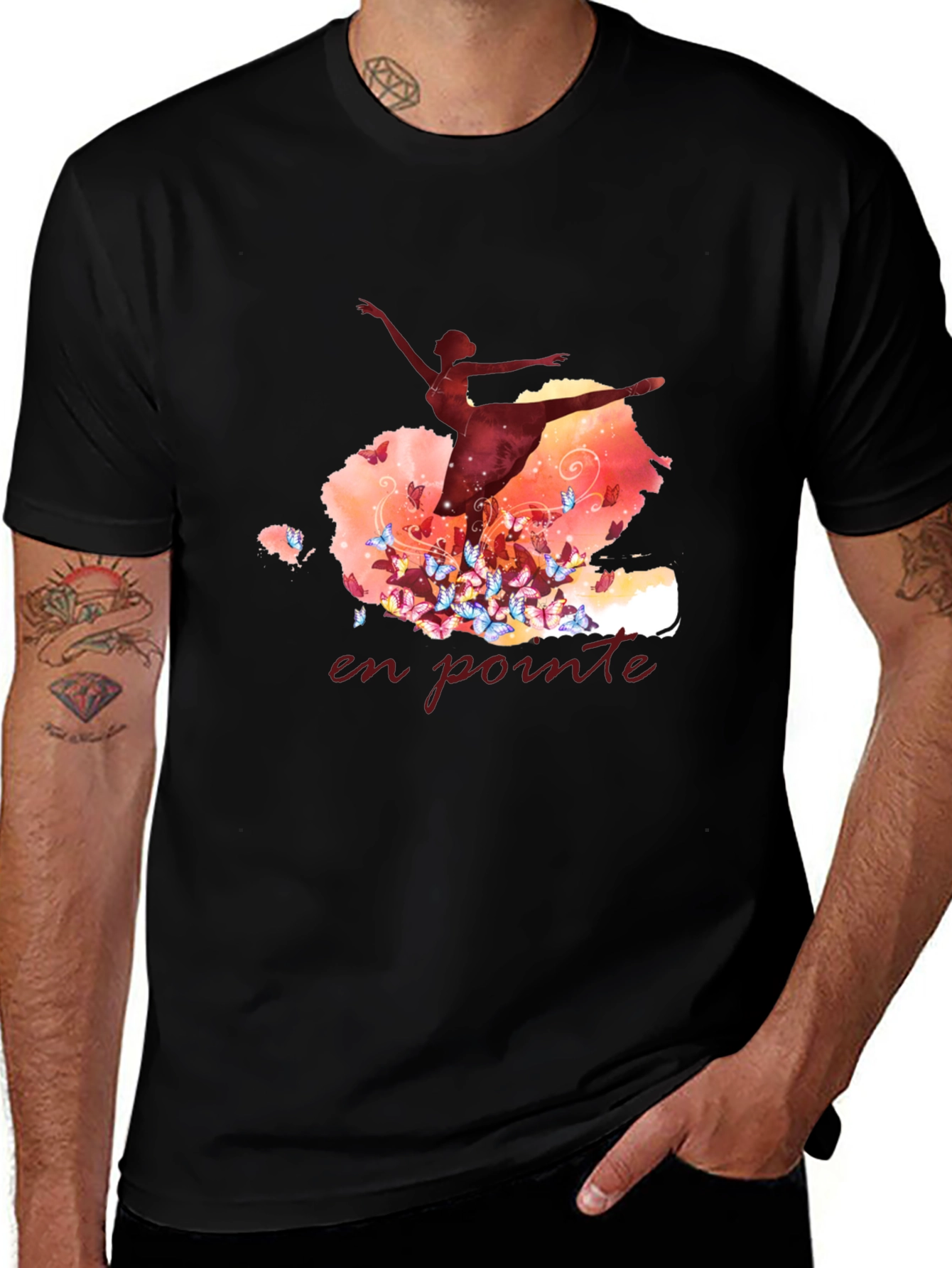 Ballet Dancer En Pointe Graphic Tee - Black