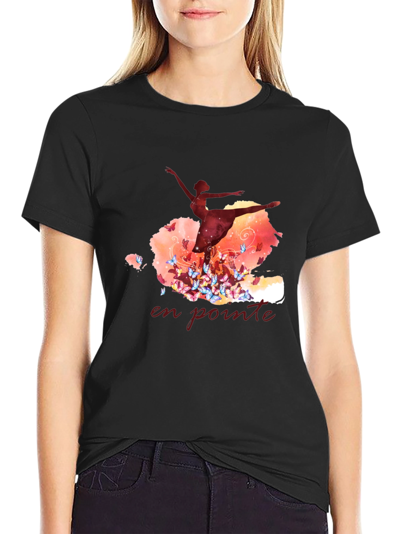 Ballet Dancer En Pointe Graphic Tee - Black