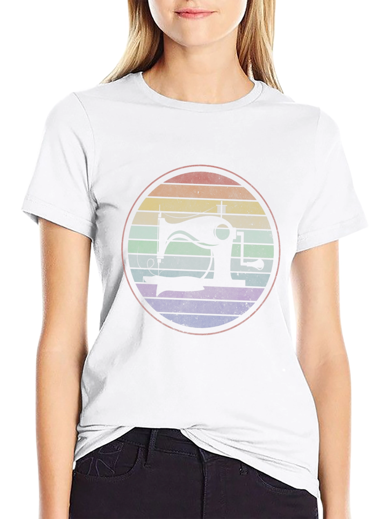 Retro Sewing Machine Rainbow T-Shirt
