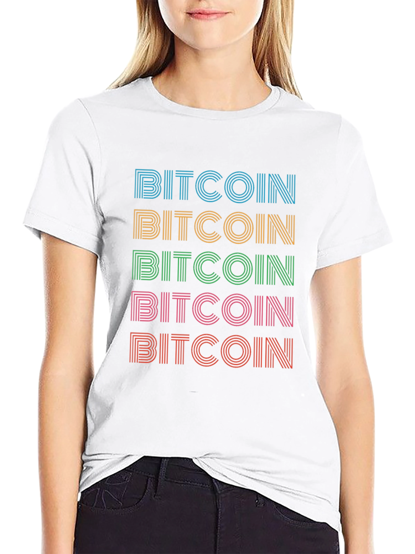 Bitcoin Retro Stripe T-Shirt - Crypto Currency Tee