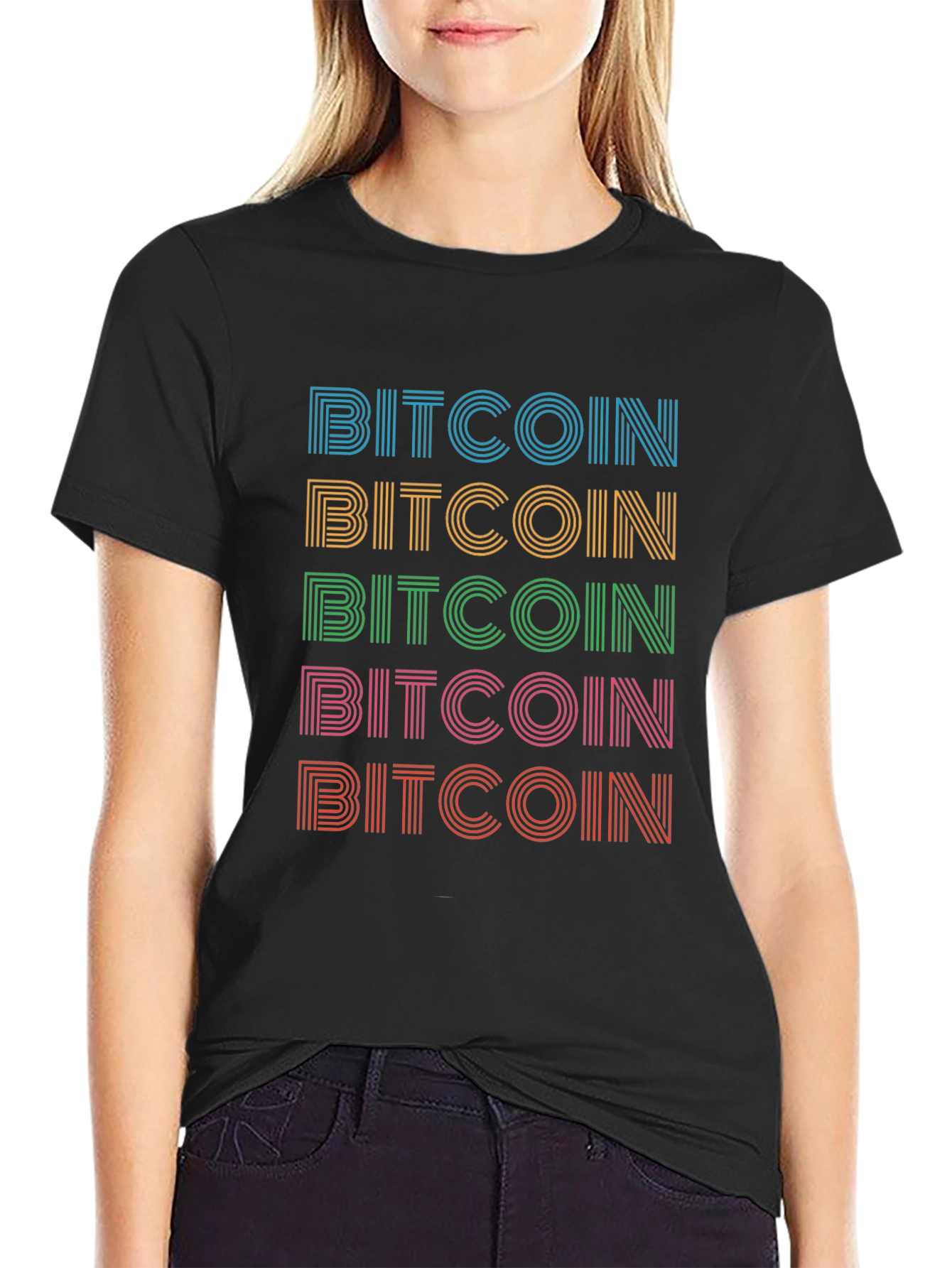 Bitcoin Retro Stripe T-Shirt - Crypto Currency Tee