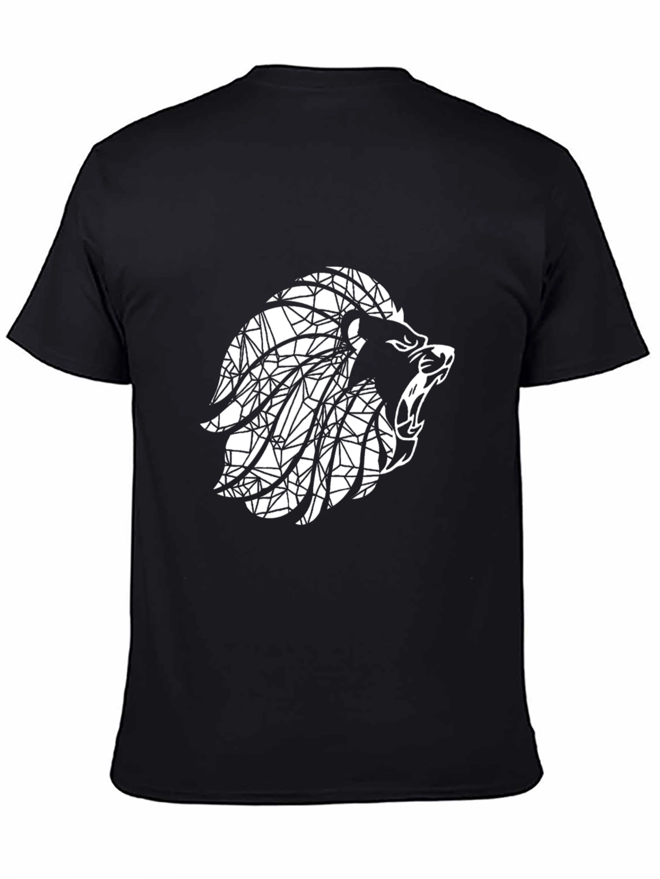 Geometric Lion Graphic Print Mens Black T-Shirt