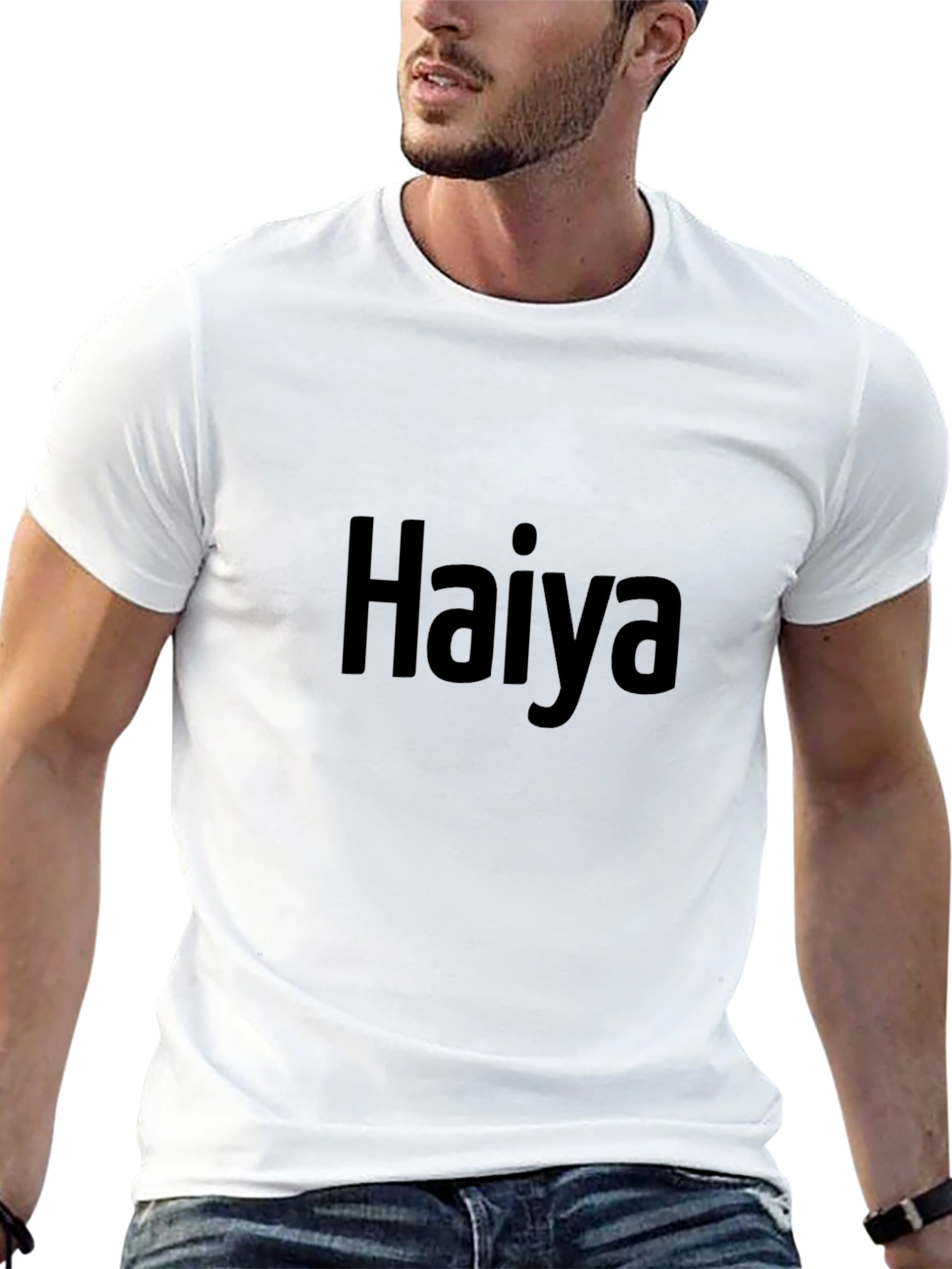 Haiya T-Shirt - Black Cotton Crew Neck Casual Tee