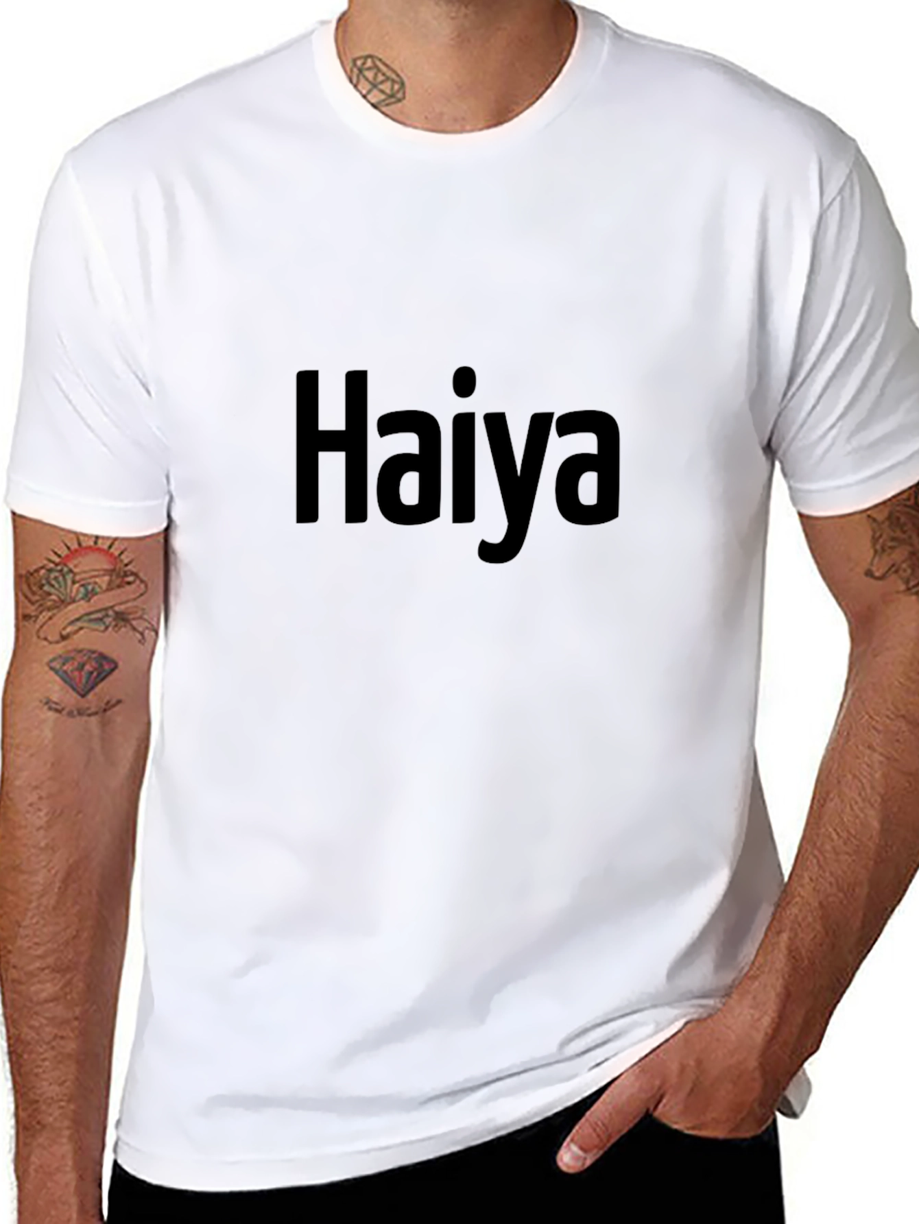 Haiya T-Shirt - Black Cotton Crew Neck Casual Tee