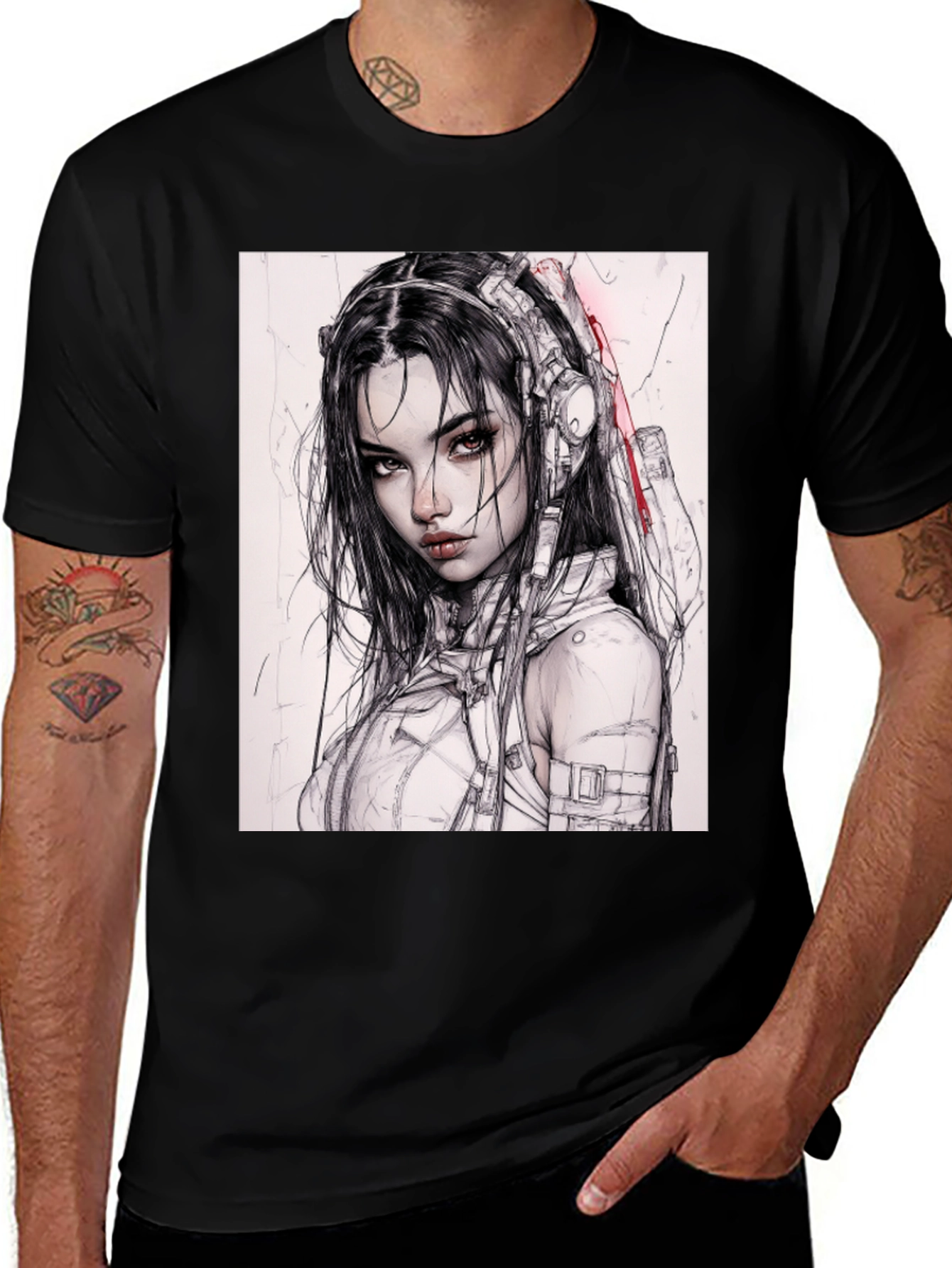 Cyberpunk Girl Tee - Futuristic Fashion