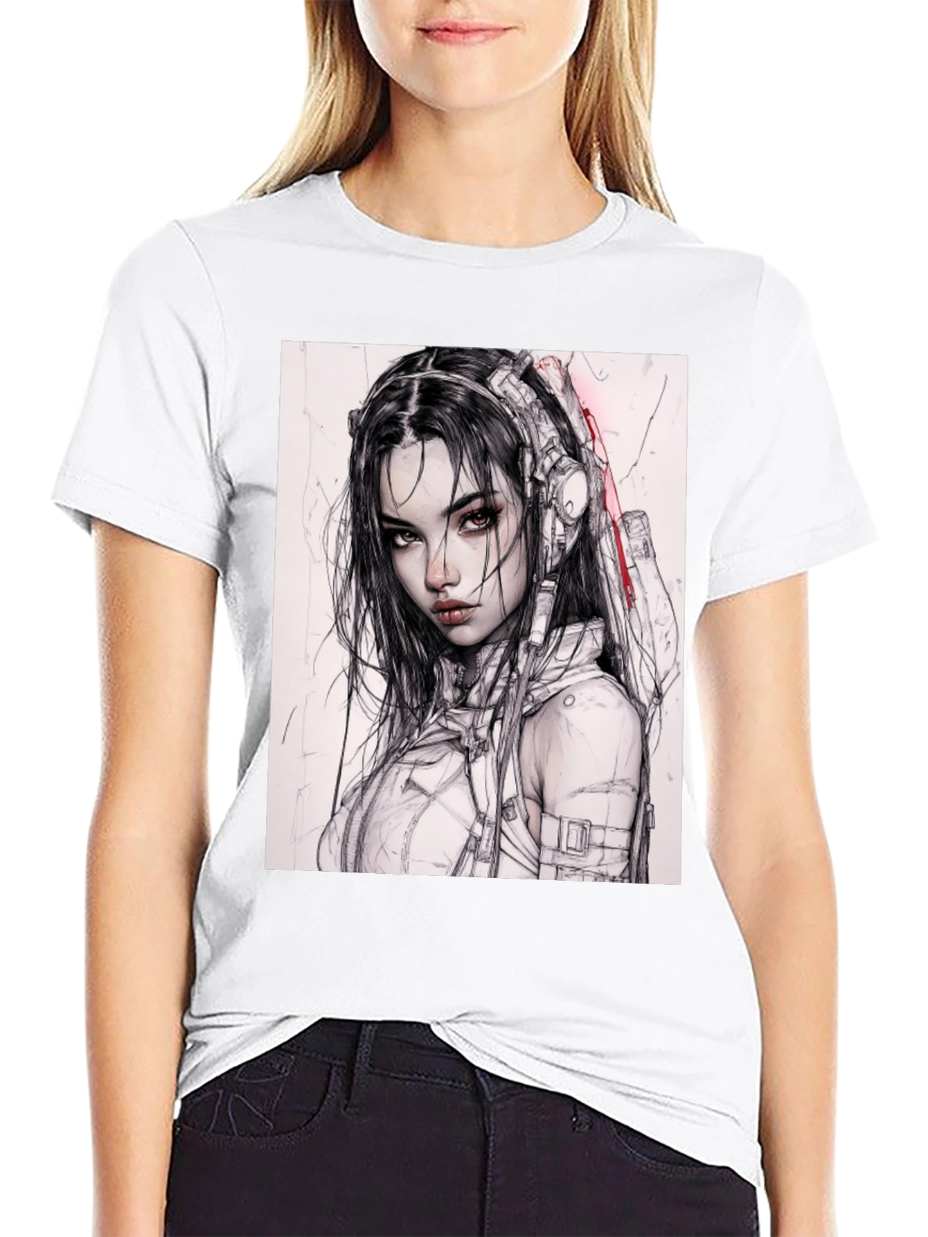 Cyberpunk Girl Tee - Futuristic Fashion