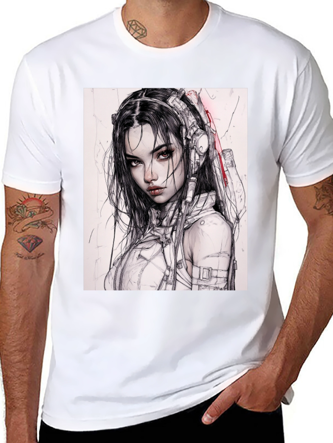 Cyberpunk Girl Tee - Futuristic Fashion
