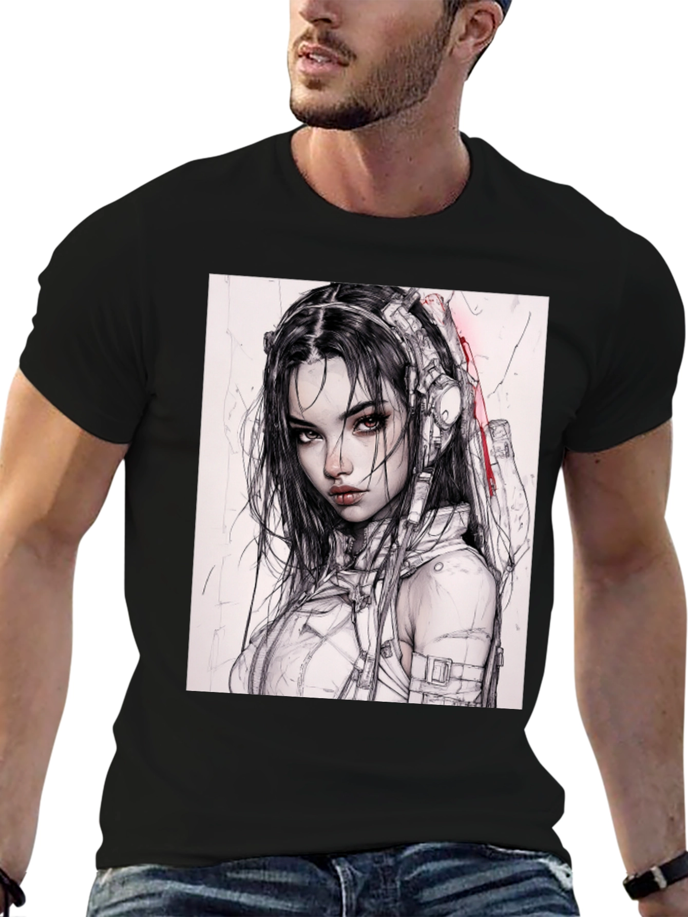 Cyberpunk Girl Tee - Futuristic Fashion