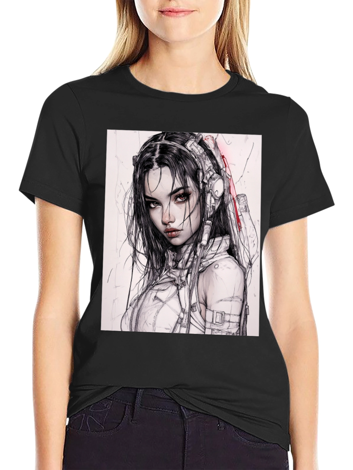 Cyberpunk Girl Tee - Futuristic Fashion