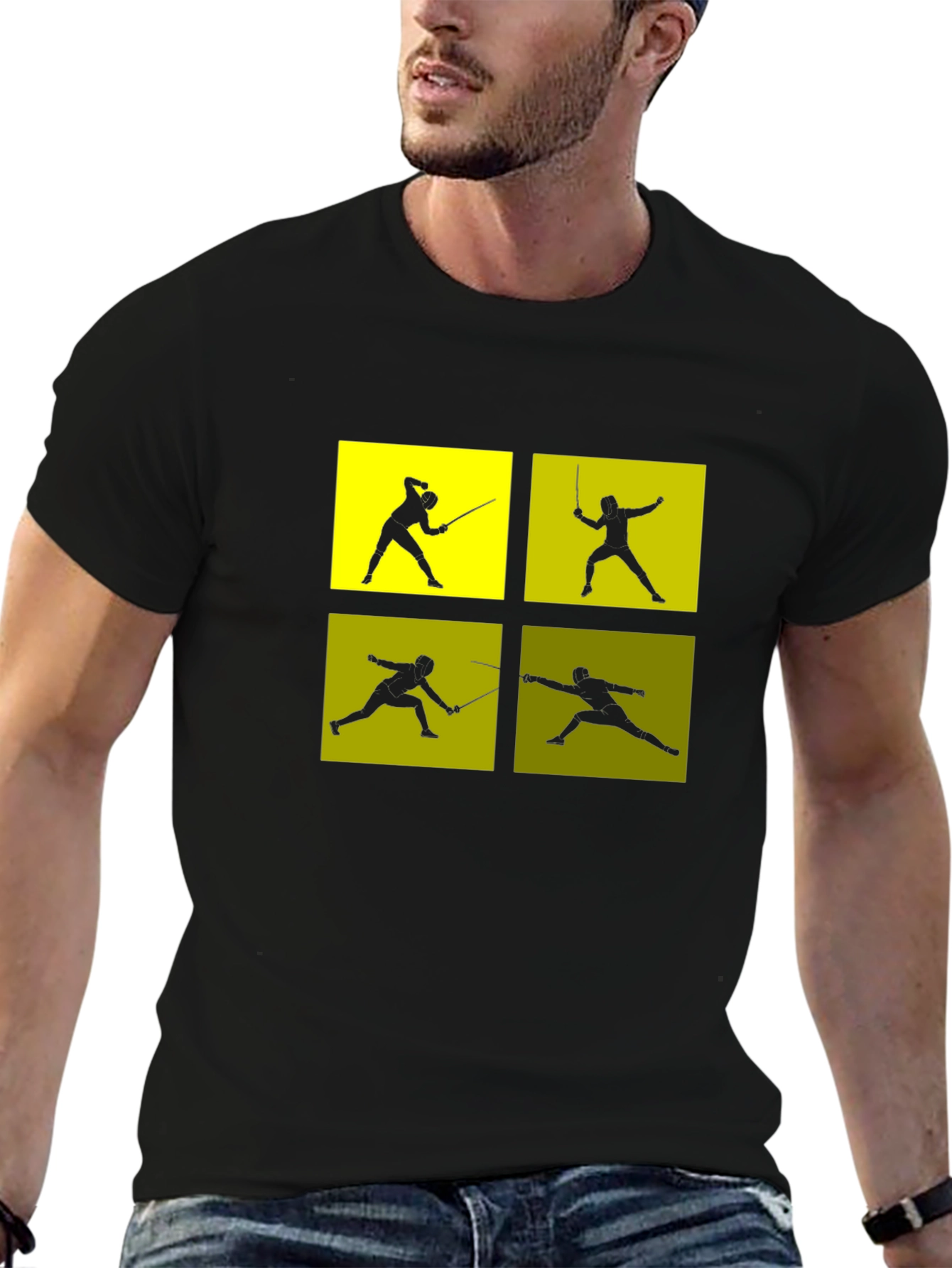 Fencing Silhouette Graphic T-Shirt