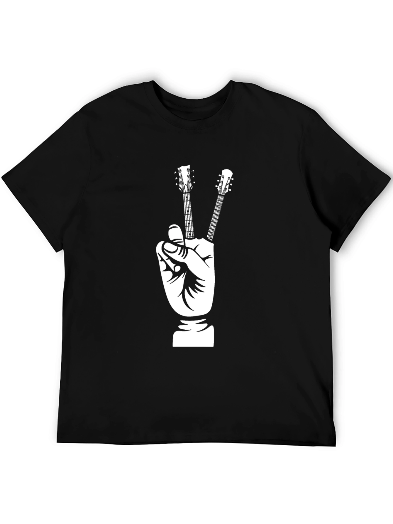 Peace Guitar Hand T-Shirt - Black