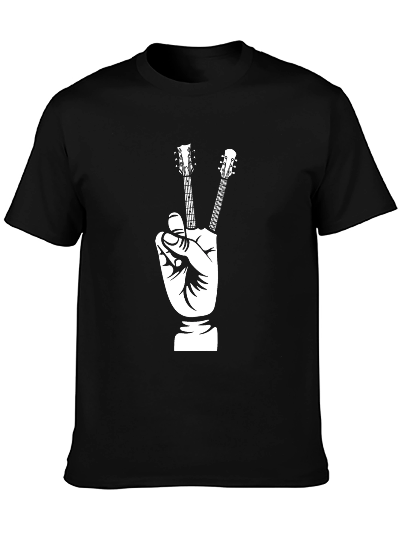 Peace Guitar Hand T-Shirt - Black