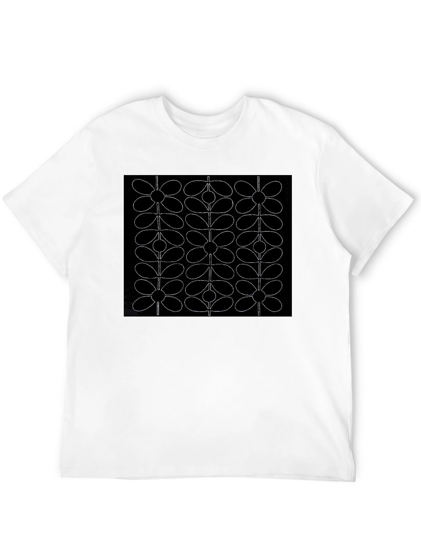 Retro Floral Pattern Black T-Shirt