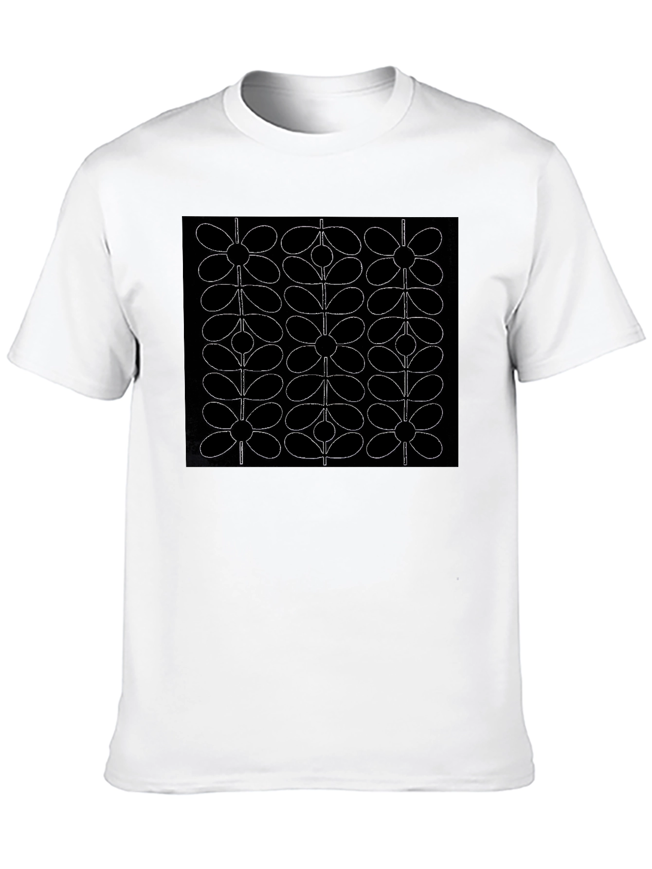 Retro Floral Pattern Black T-Shirt