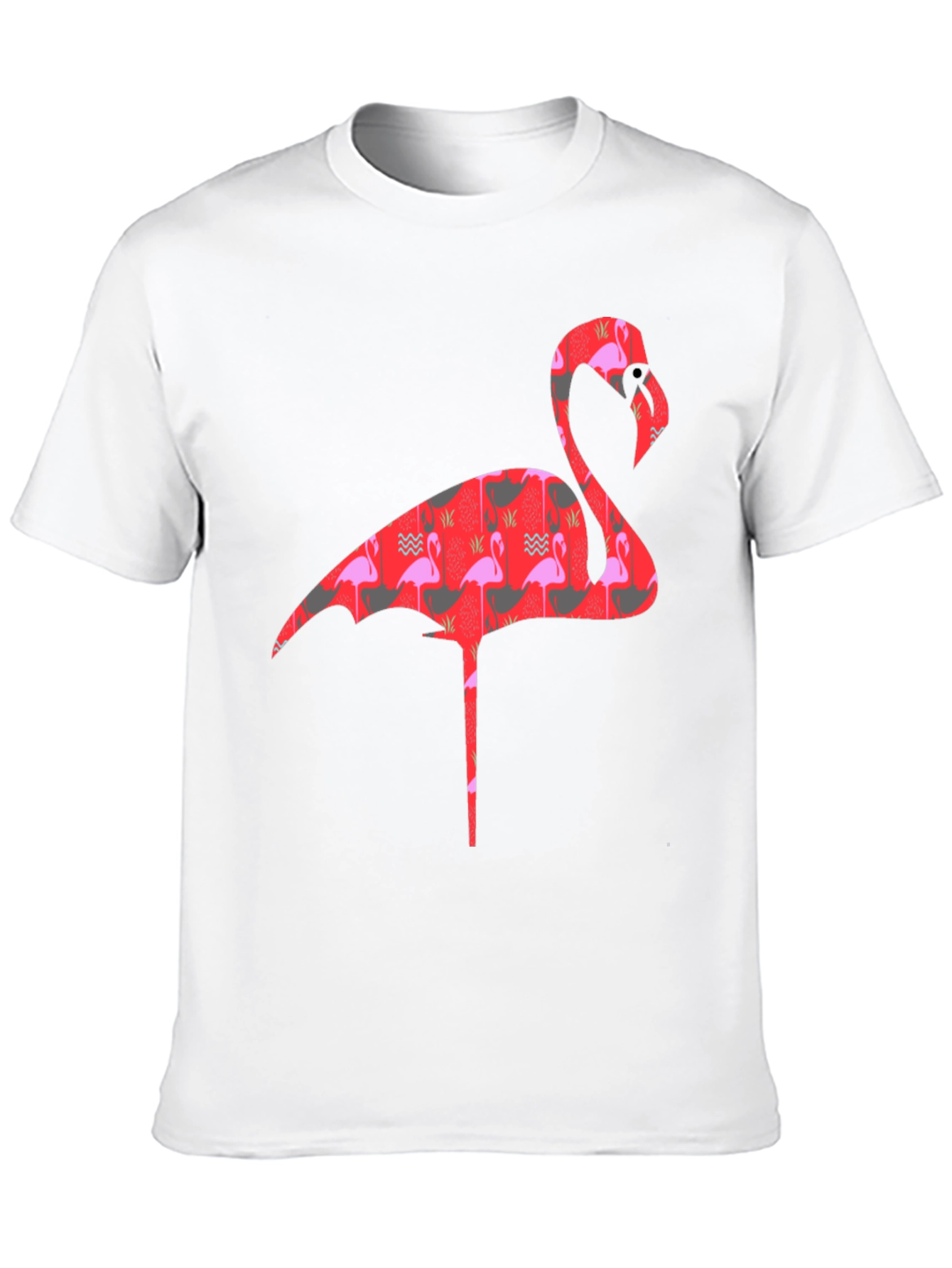 Flamingo Print Mens Black T-Shirt