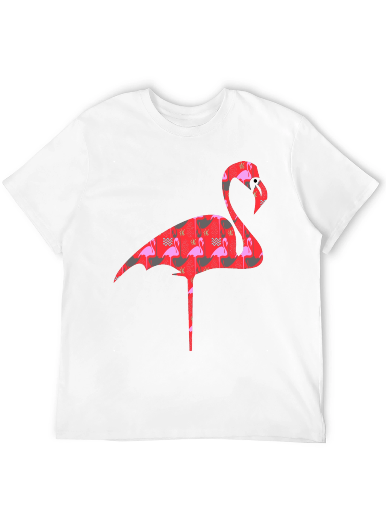 Flamingo Print Mens Black T-Shirt