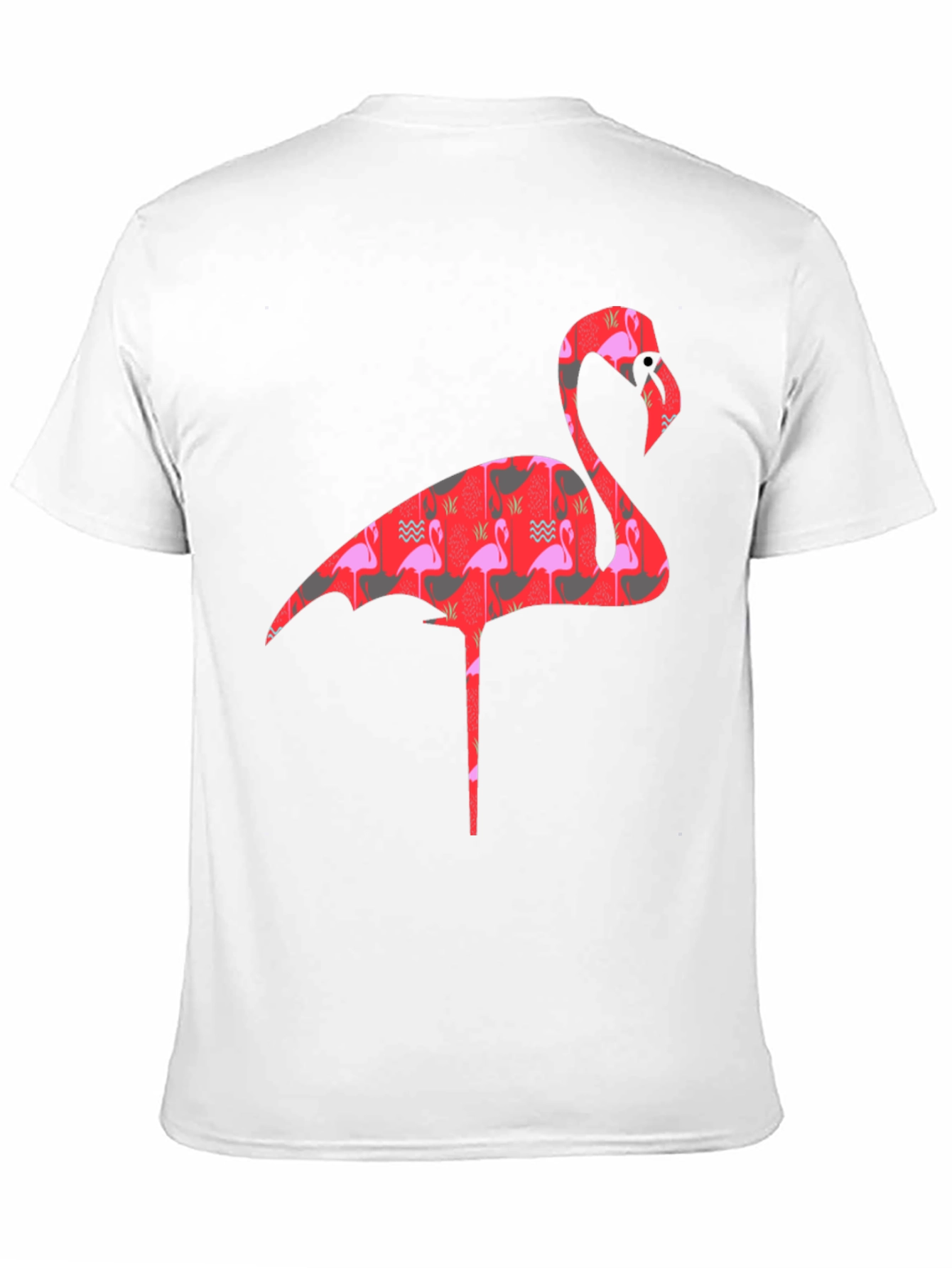 Flamingo Print Mens Black T-Shirt